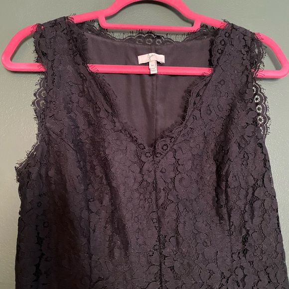 Joie- cocktail dress mini sleeveless lace v-neck black caviar party women M - Picture 6 of 15